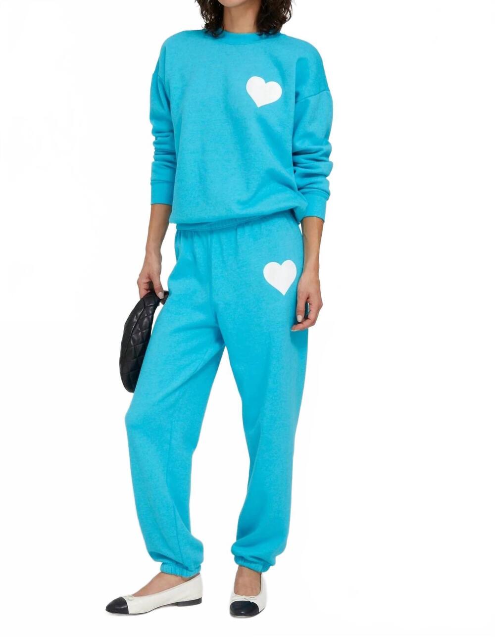 NEW SPRWMN heart sweatpants in aqua